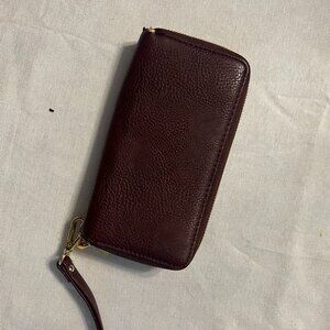Mauve Leather Clutch Wallet